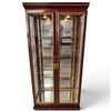 Image 2 : Red Veneer Ornate Empire Style Display Cabinet; Rope Trim, Mirrored, Glass Shelved, Lit & Mirror Top