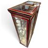 Image 4 : Red Veneer Ornate Empire Style Display Cabinet; Rope Trim, Mirrored, Glass Shelved, Lit & Mirror Top