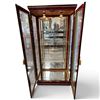 Image 5 : Red Veneer Ornate Empire Style Display Cabinet; Rope Trim, Mirrored, Glass Shelved, Lit & Mirror Top