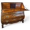 Image 7 : Antique 18th Centruy Dutch Bombe Bureau  Floral Marquetry, Burr Walnut, 43x21x44"