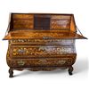 Image 8 : Antique 18th Centruy Dutch Bombe Bureau  Floral Marquetry, Burr Walnut, 43x21x44"