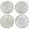Image 1 : 4 US 1964 "Kennedy" Silver Half Dollar Coins - 90% Silver - Circulated