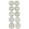 Image 2 : 10 US 1960s "Washington" Silver Quarters - 90% Silver - 1964 and Earlier * Circulated
