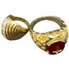 Image 3 : Two 18KT Gold Plated Rings - Ladies Domed Crystal Ring (size 4) and Man's Cross Embedded Ring (size 