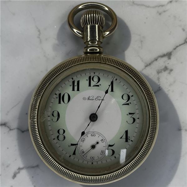 "New Era" USA Pocket Watch - Alaska Metal Case Size18S (New York Standard Watch Co. SN:6568123) Tag