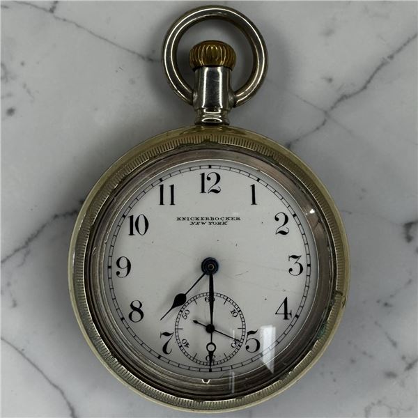 "Knickerbocker Watch Co." Pocket Watch - 56mm Nickel Case - Dollar Watch Style