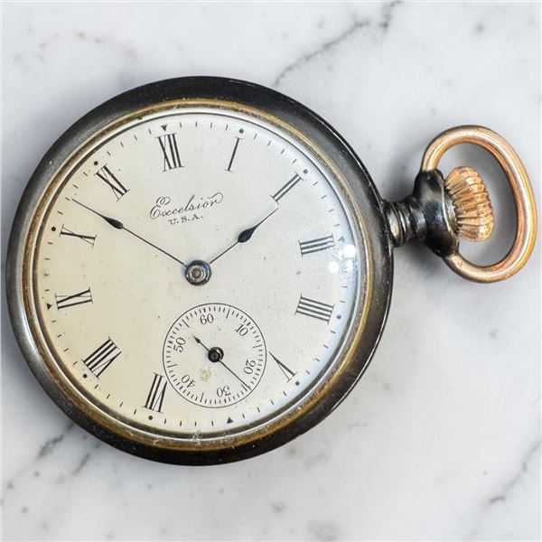 1910 New York Standard "Excelsior" Pocket Watch with Os 35.56mm Gunmetal Case