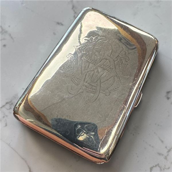 Antique Sterling Silver Cigarette Case with Gold Gilt Interior (John Newton Mappin, London) Total we