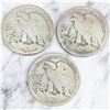 Image 1 : 3 Antique US "Walking Liberty" Silver Half Dollar Coins - 90% Silver - (1920, and dates worn off) *