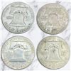 Image 1 : 4 US 1950 "Franklin" Silver Half Dollar Coins - 90% Silver * Circulated