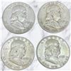 Image 2 : 4 US 1951 "Franklin" Silver Half Dollar Coins - 90% Silver * Circulated