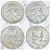 Image 2 : 4 US 1950s "Franklin" Silver Half Dollar Coins - 90% Silver - (1951, 2 x 1952 & 1 x 1954) * Circulat