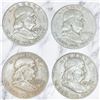 Image 2 : 4 US 1950s "Franklin" Silver Half Dollar Coins - 90% Silver - (1954, 1958 & 2 x 1959) * Circulated