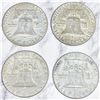 Image 1 : 4 US 1960s Franklin Silver Half Dollar Coins - 90% Silver (2 x 1963, 1 x 1961, & 1 x 1960) *Circulat