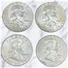 Image 2 : 4 US 1960s Franklin Silver Half Dollar Coins - 90% Silver (2 x 1963, 1 x 1961, & 1 x 1960) *Circulat