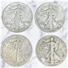 Image 2 : 4 US 1940s "Walking Liberty" Silver Half Dollar Coins - 90% Silver - (1942, 2 x 1943, & 1946) * Circ