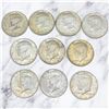 Image 2 : 10 US 1960s Kennedy Silver Half Dollar Coins - 40% Silver (1965 - 1969) Circulated