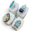 Image 2 : 4 New Gemstone & Crystal Rings * all stamped .925 * (Turquoise, Amethyst, and Agate ) Longest ring f