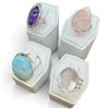 Image 2 : 4 New Gemstone & Crystal Rings * all stamped .925 * (Larimar, Amethyst, and Rose Quartz ) Longest ri