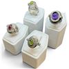 Image 1 : 4 New Gemstone Widow Maker Rings (Poison Compartment) * all stamped .925 * (Peridot and Amethyst ) L