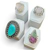 Image 2 : 4 New Gemstone & Crystal Rings * all stamped .925 * (Turquoise, Ruby Zosite, and Rose Quartz ) Longe
