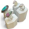 Image 3 : 4 New Gemstone & Crystal Rings * all stamped .925 * (Turquoise, Ruby Zosite, and Rose Quartz ) Longe