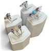 Image 3 : 4 New Gemstone & Crystal Rings  * all stamped .925 * (Turquoise, Amethyst Crystal, Opal, and Garnet 
