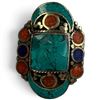 Image 5 : Set of Tibetan Silver Natural Gemstone & Mosaic Jewelry - Necklace, Bracelet and Ring (ring is stamp