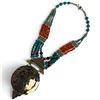 Image 9 : Set of Tibetan Silver Natural Gemstone & Mosaic Jewelry - Necklace, Bracelet and Ring (ring is stamp