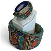 Image 2 : Tibetan Silver Natural Gemstone & Mosaic Hinged Cuff Bracelet & Ring with Lapis Center Stone (ring f