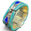 Image 7 : Tibetan Silver Natural Gemstone & Mosaic Hinged Cuff Bracelet & Ring with Lapis Center Stone (ring f