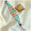 Image 1 : Tibetan Silver Natural Gemstone & Mosaic  Bracelet & Ring (ring face is 35 x 35mm and bracelet is 29
