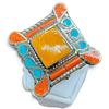 Image 4 : Tibetan Silver Natural Gemstone & Mosaic  Bracelet & Ring (ring face is 35 x 35mm and bracelet is 29
