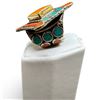 Image 5 : Tibetan Silver Natural Gemstone & Mosaic  Bracelet & Ring (ring face is 35 x 35mm and bracelet is 29
