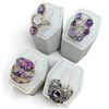Image 2 : 4 New Gemstone & Crystal Rings * all stamped .925 * (Cabochon and Faceted Amethyst Crystal ) Longest