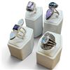 Image 1 : 4 New Gemstone & Crystal Rings * all stamped .925 * (Cabochon and Faceted Amethyst, Moonstone & Agat
