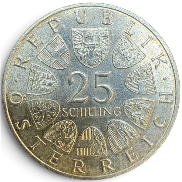 1966 Austrian 25 Schilling Silver Coin - .800 Silver * Circulated but clean