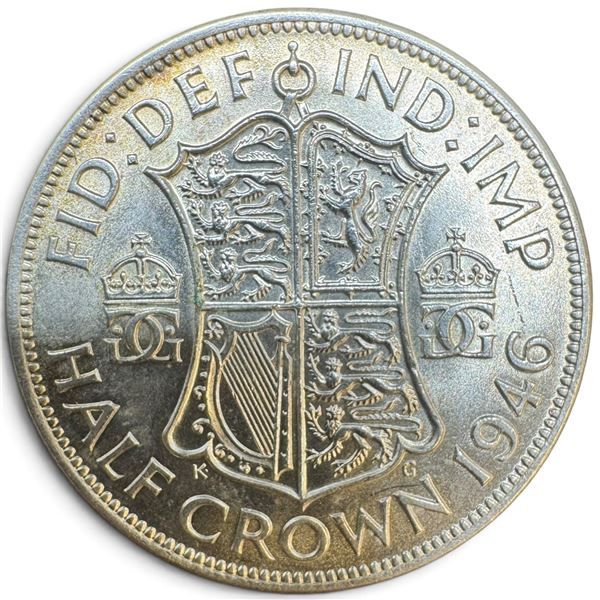 1946 British Half Crown Silver Coin - .500 Silver * Circulated