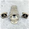 Image 1 : .925 Silver Vintage Mexican Purse Key Hook & Cufflinks (Monogram "A") * Total weight: 42.7 grams