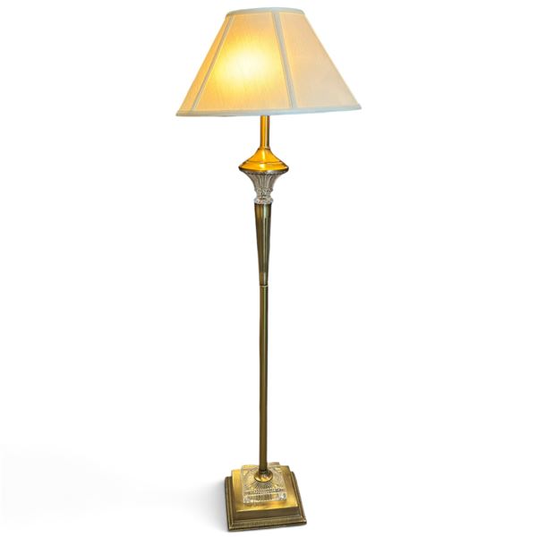 Traditional Ornate Brass and Glass Floor Lamp 56.5" Tall