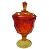 Image 2 : Amberina Glass Hobnail & Diamond Patterned Vases & Covered Compote