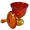 Image 3 : Amberina Glass Hobnail & Diamond Patterned Vases & Covered Compote