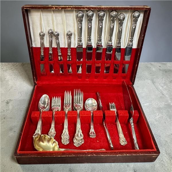 Vintage Birks Sterling Silver Flatware Set 46 Pieces W/ Box 1,500g Sterling + 13 Knives