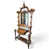 Image 3 : Victorian Oak Hall Stand w Aesthetic Movement Tile Inserts & Beveled Mirror 39x13x92"