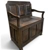 Image 2 : Antique Oak Hall Bench w Lift-Top Storage & Paneled Box Base 36x22x42"