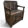 Image 3 : Antique Oak Hall Bench w Lift-Top Storage & Paneled Box Base 36x22x42"