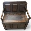 Image 4 : Antique Oak Hall Bench w Lift-Top Storage & Paneled Box Base 36x22x42"
