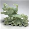 Image 1 : Chinese Carved Jadeite Figural Group w Mandarin Ducks on Lotus & Bamboo Base