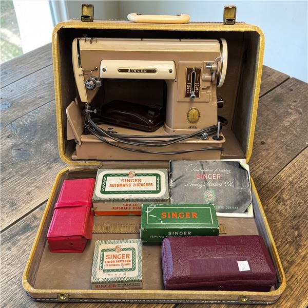 Singer Model 301A Sewing Machine & Accessories (ZigZagger & more)