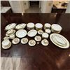 Image 1 : Limoges Elite Works Porcelain Dinnerware Service w Gold Greek Key Trim 77 Pieces